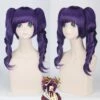 Cosplay&Ware [3]40cm Bleach Katenkyoukotsu Purple Anime Cosplay Wig With Double Wavy Ponytail Heat Resistant Synthetic Hair Wigs Women