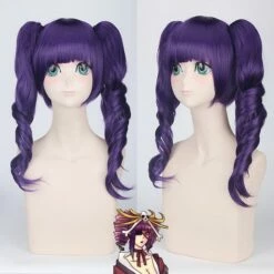 Cosplay&Ware [3]40cm Bleach Katenkyoukotsu Purple Anime Cosplay Wig With Double Wavy Ponytail Heat Resistant Synthetic Hair Wigs Women