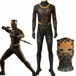 Cosplay&Ware [6]Black Panther Erik Stevens Cosplay Costume Halloween Costumes Adult Men Killmonger Jumpsuit