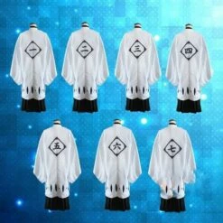 Cosplay&Ware [7]Anime Bleach Cosplay Costumes Capes 1st To 11th 12th 13th Division Captains Cloaks With Sleeve Coat Halloween