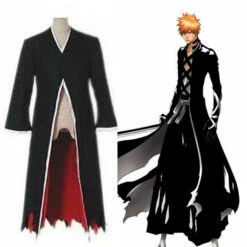 Cosplay&Ware [0]Anime Bleach Cosplay Ichigo Kurosaki Bankai Costume Fancy Adult Cloak Black Halloween Christmas Performance