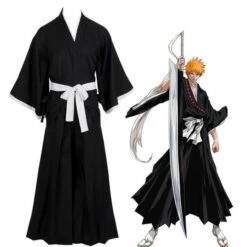 Cosplay&Ware [19]Anime Bleach Ichigo Kurosaki Coat Pants Dress Cosplay Costume Halloween Uniform Death Cos Ai Universal Cloak Robes