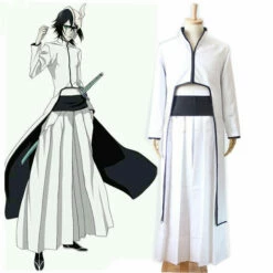 Cosplay&Ware [7]Anime Bleach Ulquiorra Cifer Cosplay Costume Full Set White Kendo Kimono Cloak Pants Belt Halloween Costumes
