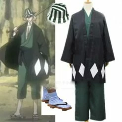 Cosplay&Ware [0]Anime Bleach Urahara Kisuke Kimono Cosplay Costume Full Set Toppantcoatsocksclogshat