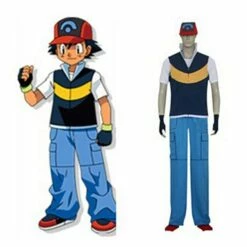 Cosplay&Ware [2]Anime Ash Ketchum Cosplay Full Set Halloween Costume Hatcoatshirtpantsgloves Custom Size