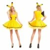 Cosplay&Ware [12]Anime Pocket Monster Pikachu Cosplay Costume Women Girls Cotton Yellow Dress Rabbit Ear Skirt Lady Fancy Ball Party Suit