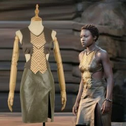 Cosplay&Ware [7]Black Panther Nakia Cosplay Knitted Spandex Fabric Topleather Skirt Costume Adult Halloween Carnival Christmas