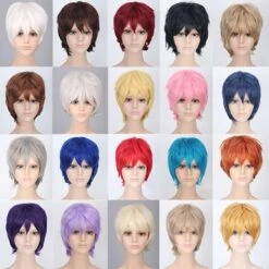 Cosplay&Ware [1]Coshome Naruto One Piece Fairy Tail Bleach Yato Halloween Chris Cosplay Short Wig Men Women Black Brown Yellow Blue Wigs