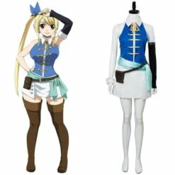 Cosplay&Ware [1]Fairy Tail Cosplay Lucy Heartfilia Costume Full Set Uniform Blue Top And Dress Halloween Carnival Adult Costumes