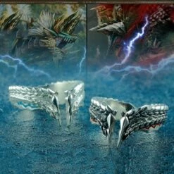 Cosplay&Ware [3]Game Monster Hunter World Ray Wolf Cosplay S925 Silver Ring Vitality Adjustable Men Women Party Prop Jewelry