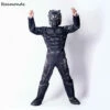 Cosplay&Ware [19]Kids Black Panther Muscle Cosplay Costume Civil War American Captain Superhero Halloween Party Fancy Dress Jumpsuit Boys