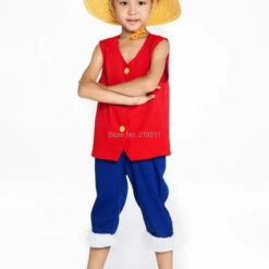 Cosplay&Ware [11]Kid’s One Piece Cosplay Costume Monkey D Luffy 1st Baby Boy Girl T Shirt Pants Hat F-0976