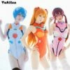 Cosplay&Ware [4]Sexy Anime Evangelion Eva Swimwear Backless Swimsuit One Piece Cosplay Costumes Sukumizu Asuka Ayanami Mari