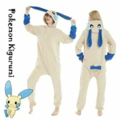 Cosplay&Ware [0]Minun Cosplay Costume Adult Kigurumi Animal Onesie Flannel Warm Sleepwear Party Fancy